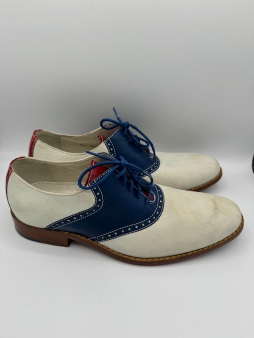 Vintage Cole Haan Air Colton Red, White, Blue Saddle Oxford Shoes Size 9.5M - Picture 2 of 8